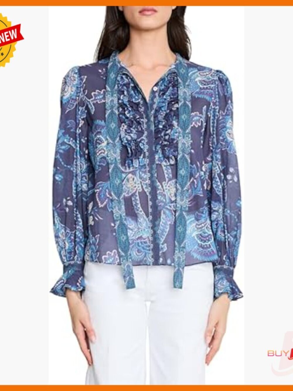 Relaxed Fit V-Neck Cotton Blouse, Long Sleeve Button Down Shirt